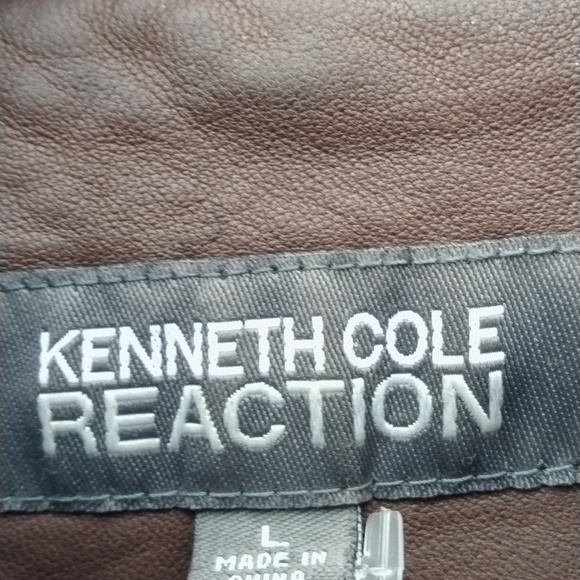 Kenneth Cole Reaction  Leather Zip up Jacket, brown, VINTAGE, SZ  Large - Picture 5 of 14